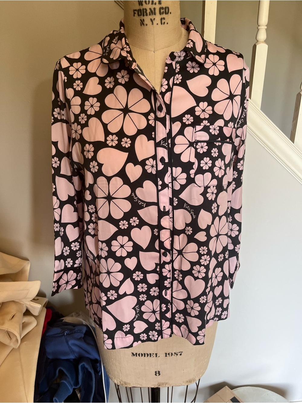Kate Spade Clover heart pj top small